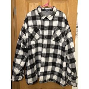 Canyon Creek Mens Sherpa Lined Plaid Snap Jacket sz 3XL Black White Outdoor